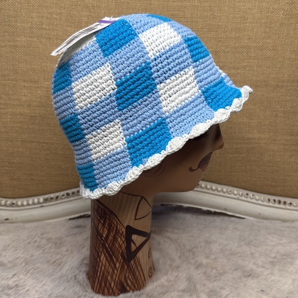 BP. | Gingham Knit Bucket Hat in Blue/Cream, NWT - Picture 7 of 10